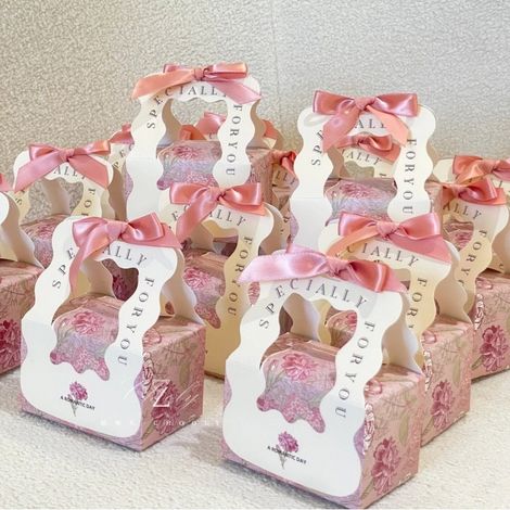 Scatole per caramelle da matrimonio con manico - Stile Ins, rosa, misura media 10×6,5×6 cm, 50 pezzi-lsw (1/3)