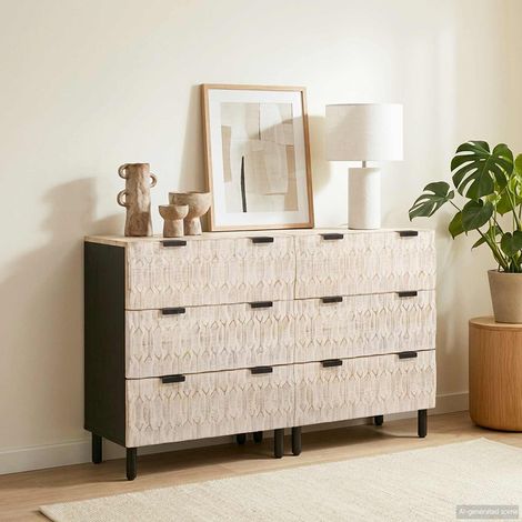 vidaXL  Sideboard  2 pcs White Wash Finish 60 x 33 x 75 cm