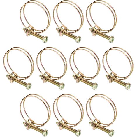 10pcs Collier De Serrage Réglable À Double Fil 42-46mm Collier De Serrage En Acier Au Carbone Pour Tuyau Flexible Pour Collecteur De Poussière Caoutchouc PVC Pompe De Piscine (1/5)
