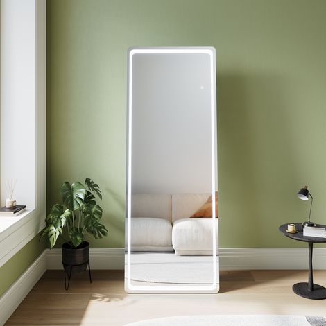 SONNI Standspiegel mit Memory Funktion, Dimmbarer LED-Beleuchtung, 3 Beleuchtungsmodi, Eingebauter Steckdose, Vertikal oder Wandmontiert, 1600 x 600 x 20 mm (1/5)