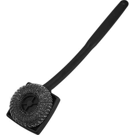 Brosse de nettoyage pour barbecue avec long manche, tête métallique remplaçable, outil robuste pour barbecues d'intérieur et d'extérieur, nettoyant multifonctionnel pour barbecue-AquaForge