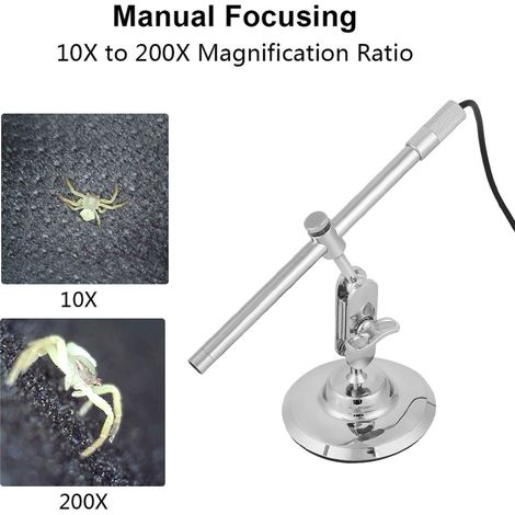 1pc Endoscope USB Microscope 200X Zoom avec Caméra 1080P et 8 LEDs pour Smartphone/PC, Outil d'Inspection (1/5)