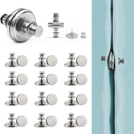 12 paires de 24 aimants magnétiques à clipser pour rideaux - puissants, sans outil (ronds, 20 mm)