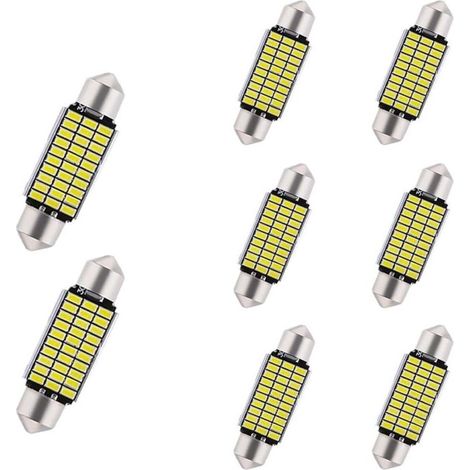 8-teilige Auto-LED-Lampen, Canbus fehlerfrei, 39 mm, 12 V, 6500 K, 600 lm, 33MSD-3014-Chipsätze, LED-Lampen, CW5-Innenraum-Kartenbeleuchtung, Nummernschildlampe, weiß (1/4)