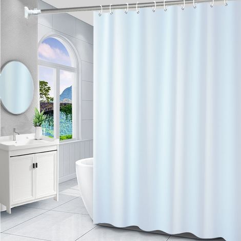 White shower curtain 200x200 cm – Anti-mold – Antibacterial coating – Reinforced metal eyelets (1/5)