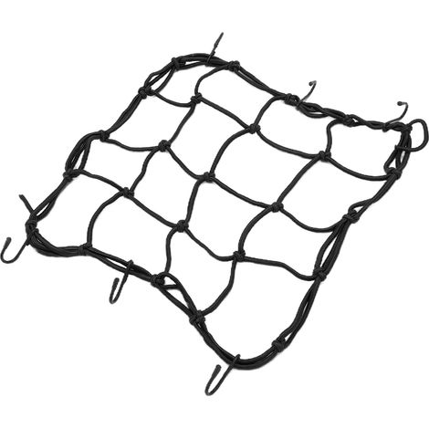 Filet de chargement en nylon résistant et élastique avec crochets pour vélos de route, VTT, motos et véhicules électriques - Noir (1/5)