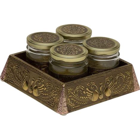Bandeja de metal repujado color cobre 20x20x7,5 (1/5)