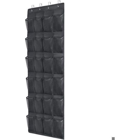 1 Organisateur de chaussures, 24 poches en maille, 4 crochets renforcés, support durable 18 kg, pour porte d'armoire salle de bain (1/5)