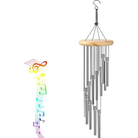 Carillon à Vent de Jardin,Carillons éoliens,Carillon a Vent Exterieur,Tube en Aluminium Bois Massif Carillons éoliens,Tubes Carillons Vent Eoliens Suspendu,pour Maison Jardin Arbre Intérieur Extérieur (1/4)