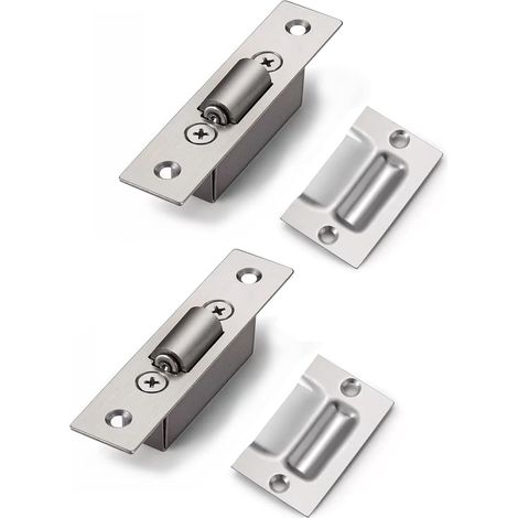 Shine Home Serrures en acier inoxydable  avec loquets à rouleau dissimulés de taille 20 mm Serrures à rouleau pour armoires de Cuisine de bain, chambre à coucher, Armoires , Serrures de porte, 2 ensem