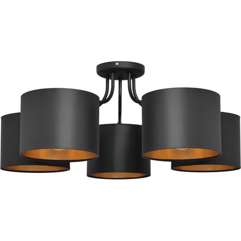 Helam ALBA Plafonnier semi-encastré à plusieurs bras noir, or 70cm