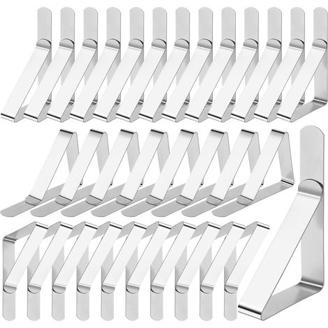 Table Cloth Clips, 30 Pieces Stainless Steel Table Cover Clamps for Indoor & Outdoor Tables Use, Adjustable Table Cloth Holders for Picnics, Parties, Weddings, Dinners, Schools (1/5)