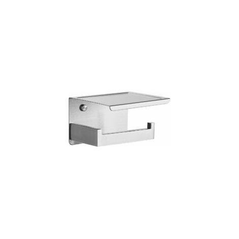 Portarrollos de papel higiénico, soporte autoadhesivo con estante, soporte de pared para baño, acero inoxidable, no requiere perforación - A - Crezuo