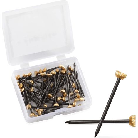 Lot de 60 crochets en acier noir et cadre en laiton pour accrocher des photos, des peintures avec boîte de rangement en plastique, peut supporter jusqu'à 2,3 à 13,6 kg (petit) (1/5)