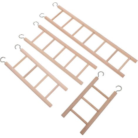 Échelle en bois pour oiseaux, perroquet, escalier d'escalade, lot de 4, échelle suspendue pour cage - Pratique et robuste (1/5)