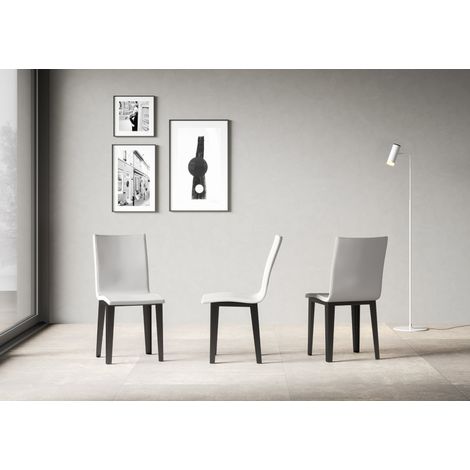 Chaise Armida Pieds Anthracite Coussin Blanc 01 (Pieds Coniques) (1/4)