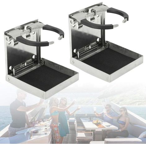 Porte-gobelet, porte-canette, porte-boisson, réglable, pliable, en acier inoxydable, pour bateau, bleu marine (1/5)