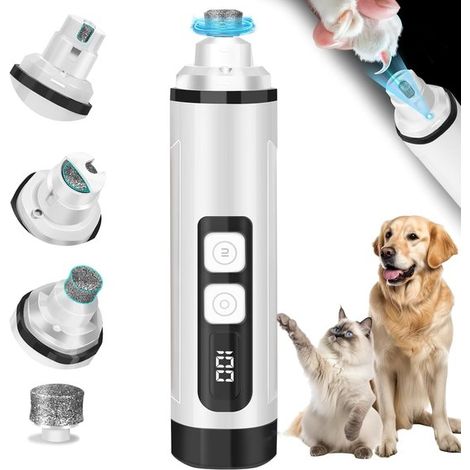 Cortauñas gatos: cortauñas eléctrico ultrasilencioso mascotas iluminación LED, lima eléctrica uñas afilador rápido cuidado gatos pequeños, blanco (1/5)