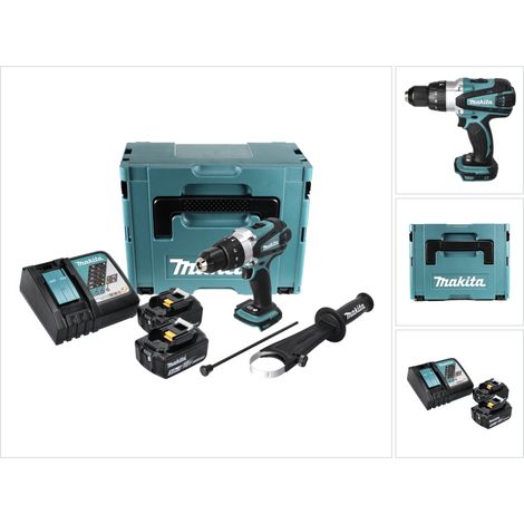 Makita DHP 458 RTJ Perceuse à percussion sans fil 18V 91Nm + 2x Batteries 5.0Ah + Chargeur + Makpac 2 (1/5)
