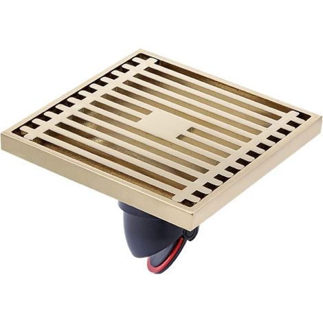 Ulisem Quadratischer Bodenablauf, gerader Duschablauf aus Messing mit Anti-Geruchseffekt und abnehmbarem Rost und Haarfilter, K7001