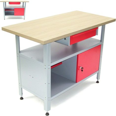 Werkbank Werkstatttisch Werktisch 06257 Schublade Holzarbeitsplatte 120x 60x85cm (1/5)