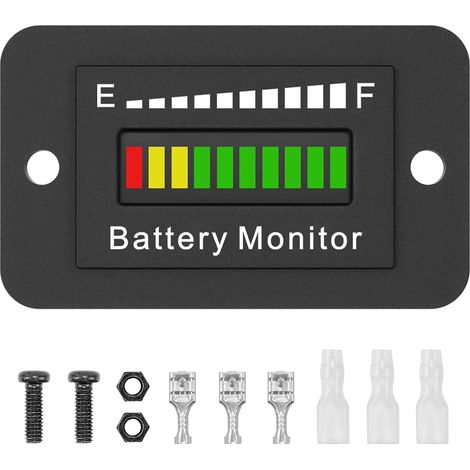 Compteur de Batterie 12V 24V 36V 48V 60V 72V Moniteur de capacité de Batterie étanche Indicateur de batterie lithium-ion pour Car SUV Pickups Bateaux, voiturettes golf,motos, etc. (1/5)