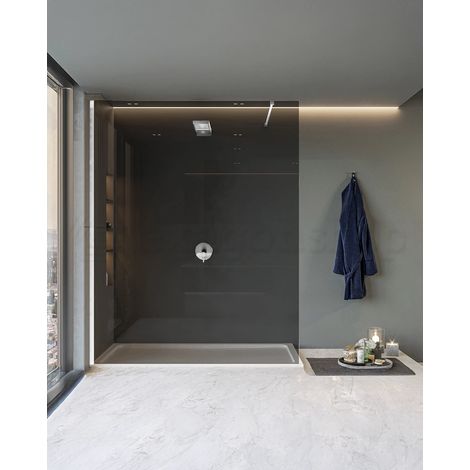 Parete doccia fissa 120 cm H 200 cristallo 8 mm fume profilo cromo Genio (1/4)