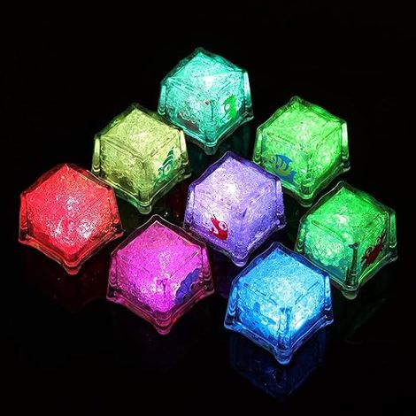Glaçon Lumineux LED, Coloré Flash Ice Lot de 8 Coloré Flash Ice Cube Couleur Lumineux Submersible Décoratifs Coloré Lumière LED pour Mariage Club Bar Boisson fête(Glaçons) (1/5)