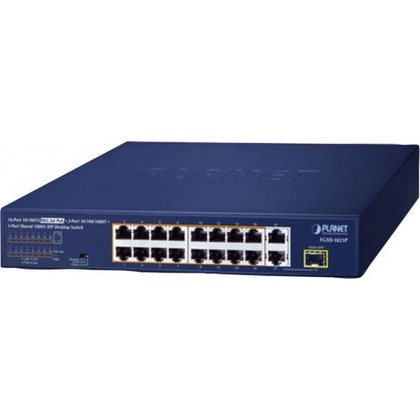 PLANET Technology PLANET FGSD-1821P SWITCH 16 PORTS 10/100 PoE 185W & 2xG/1SFP