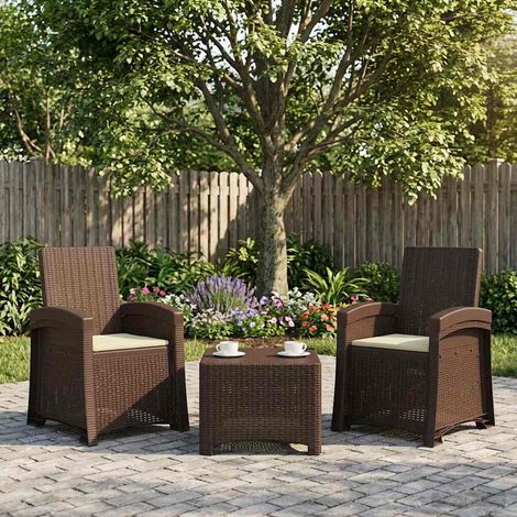 Teenpull – Liegesessel Garten Rattan-Optik 2 pcs Braun und Creme PP (1/5)