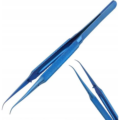 Pinza curva de titanio de precisión BT-15 (azul)