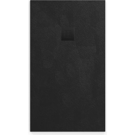 Swiss Aqua Technologies B-way Piatto doccia rettangolare 140x80cm con sifone, in marmo fuso, nero (SATALEK14080-S)