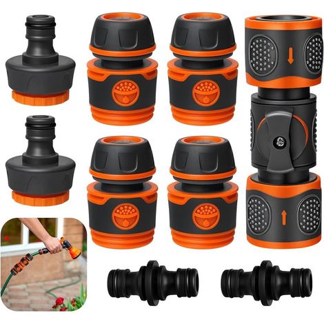 Ensemble de 9 raccords pour tuyau d'arrosage, connexion rapide 13 mm, adaptateur anti-fuite, pour le jardin et la maison (1/5)