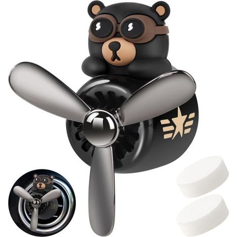 Désodorisant en Forme de Cartoon Bear Pilote Air Ventilateur D'air, Accessoires de Voiture D'ornement Cartoon Bear(A) (1/5)