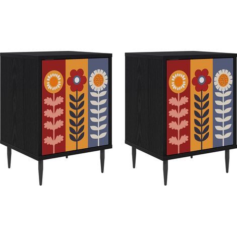 Mesa de noche ESSEN 2 uds. Roble Negro 36 x 33 x 51 cm vidaXL