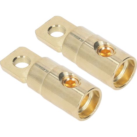 Paire de cosses à joint torique pour batterie, en laiton plaqué or, haute précision, sans soudure, modification audio, 0GA pour 0-2GA (1/5)
