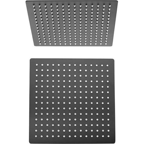 Soffione nero opaco ultrapiatto in acciaio Jacuzzi Rubinetteria quadrato 25X25 cm