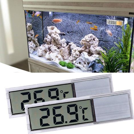 Aquarium Thermometer, 2 High Sensitivity Digital Aquarium Thermometers, Two Side Stickers, Accuracy Up to 0.1 Degree (Silver) (1/5)