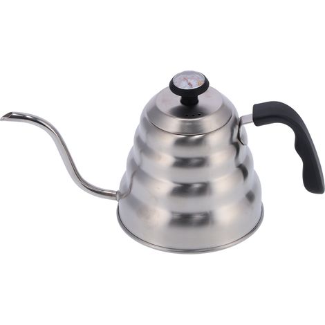 Kaffeekanne 1200 ml Edelstahlkanne mit Thermometer Schwanenhals-Handkaffeekanne Kaffeezubehör (1/5)