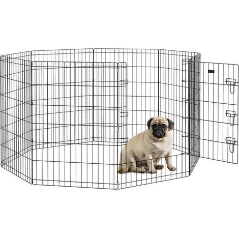 Parc enclos modulable pour chiens lapins rongeurs clôture pour petits animaux intérieur et extérieur 61 x 91 cm noir (1/5)
