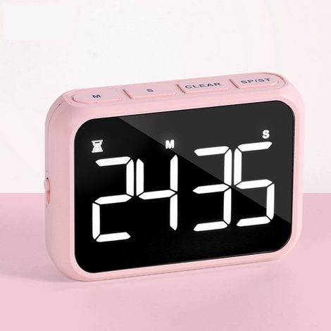 Temporizador digital de cocina recargable por USB con gran pantalla LCD y alarma sonora ajustable: temporizador magnético ideal para escrito，rosa