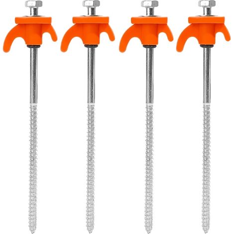 Estacas para tienda de campaña, fabricadas en acero al carbono, ligeras y portátiles, color naranja - 4 unidades (1/2)
