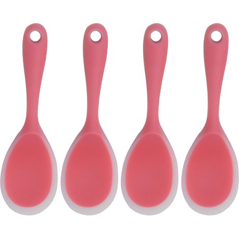 Ensemble de cuillères à riz en silicone, antiadhésives et résistantes à la chaleur, pour le riz, la purée de pommes de terre et plus encore (rose transparent)