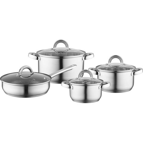 Set de Casseroles I Ensemble de 8 Pièces avec Poêle en Acier Inoxydable I Résistant au Lave-Vaisselle I Échelle de Mesure Pratique I Adapté à Tous Types de Foyers (1/5)