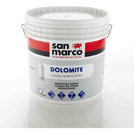 Dolomite idropittura lavabile bianco opaco coprente conf. 12,5 lt (1/2)