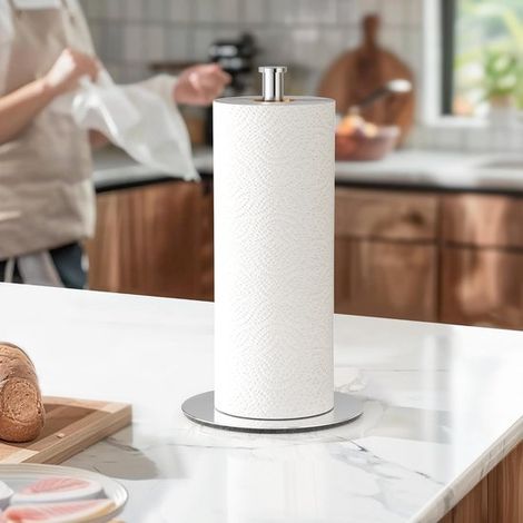NTHProducts Küchenrollenhalter Freistehend Modernes Design Silberfarben Küchenaufbewahrung Für große Rollen Stilvoll und praktisch