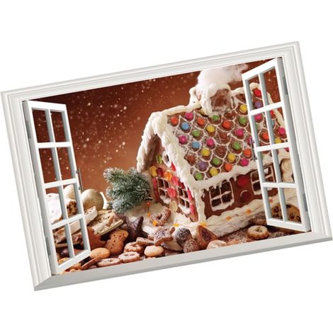 Sticker Mural Créatif Facile à Appliquer en Pvc 40x60cm Fenêtre Décor Maison Bonbons de Noël Amovible pour Salon et Restaurant (1/5)