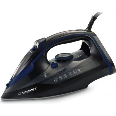 Esperanza EHI012 Plancha de vapor con suela cerámica, negra, 2600 W (1/5)