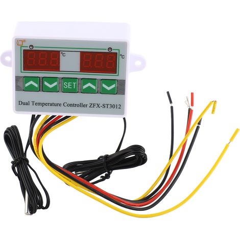 Thermostat numérique microprocesseur intelligent à double écran 12V régulateur de température avec sonde (1/5)