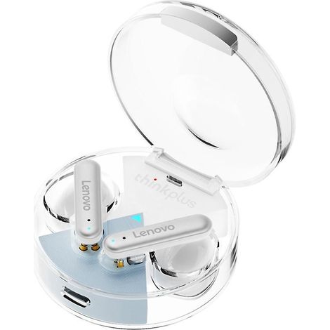 Thinkplus Kabelloses Bluetooth-Headset LP10 Ohrhörer, neu aufgerüstet mit Bluetooth 5.2, vollständig transparentes Ladefach – Weiß (1/5)
